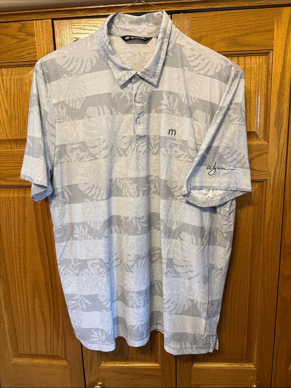 Travis Mathew Grey Heathered Tropical-Stripe Polo-XXL